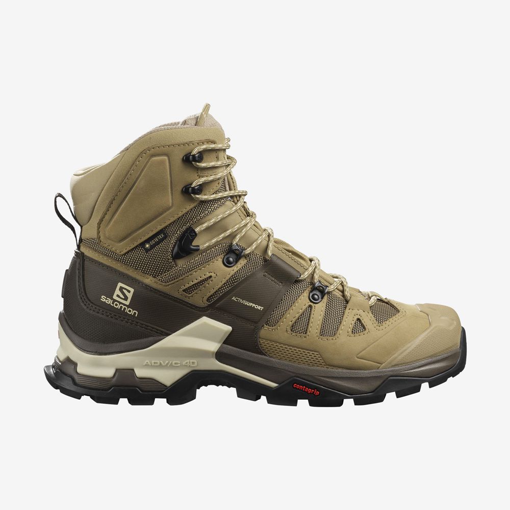 Salomon Singapore Mens Hiking Boots - QUEST 4 GORE-TEX Khaki | 93620-ZPHY